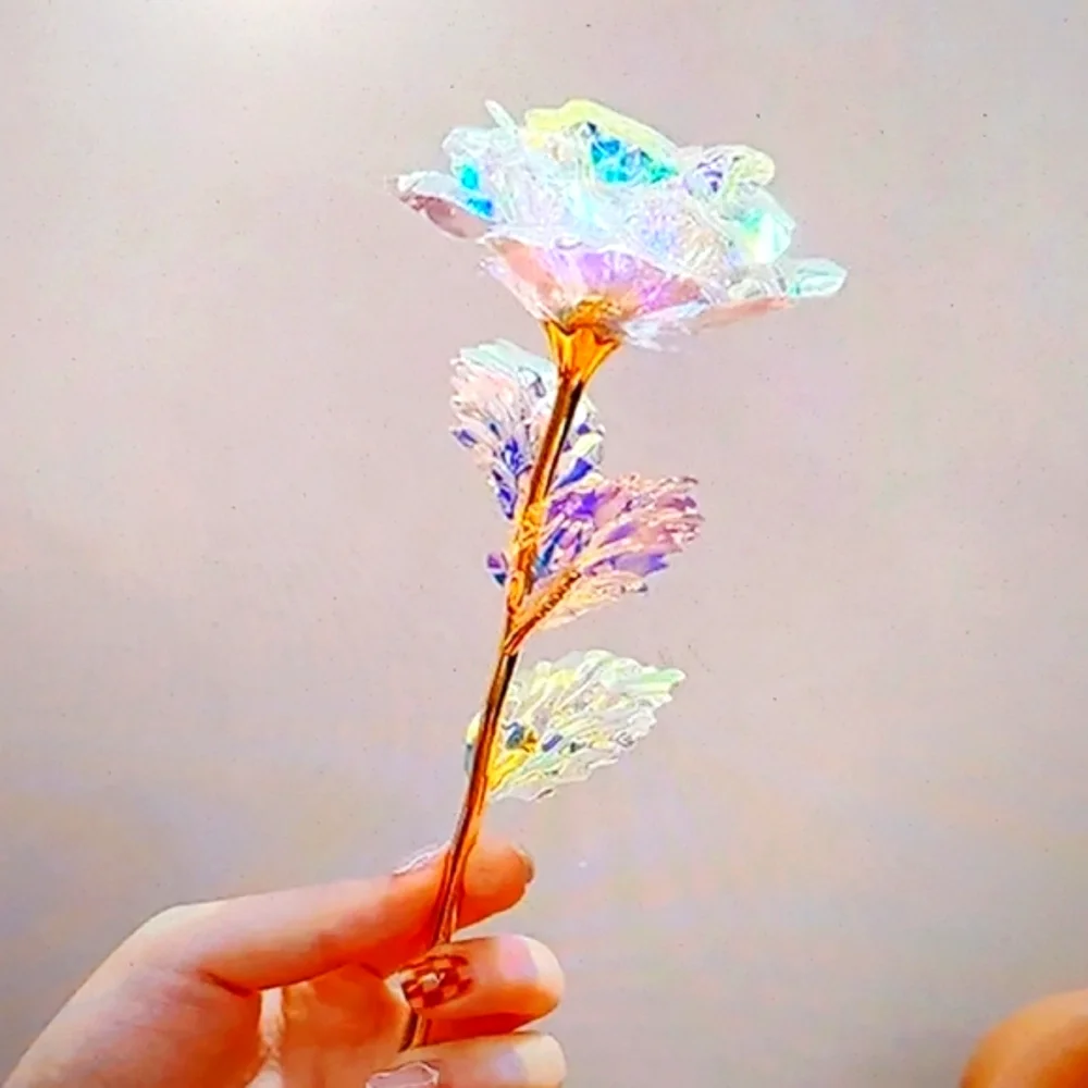 Rainbow Iridescent Rose with Golden Stem 🌹Single Rose 🌹Golden Rose 🌹 - Picture 3 of 8